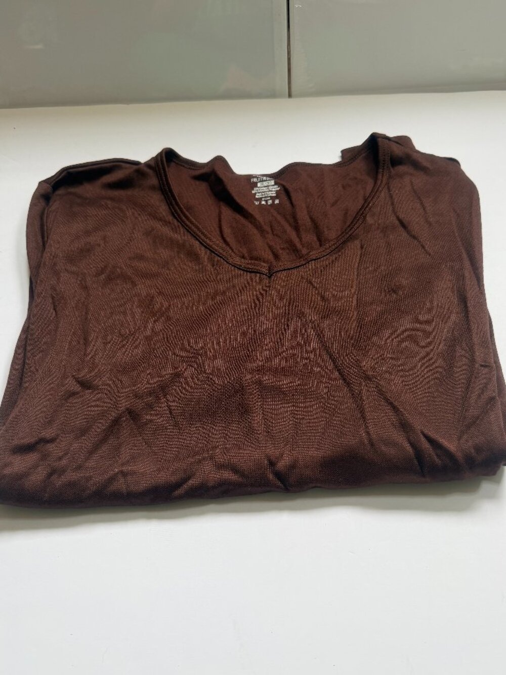 Fruit of the Loom Brown V-Neck Shirt W 2X
